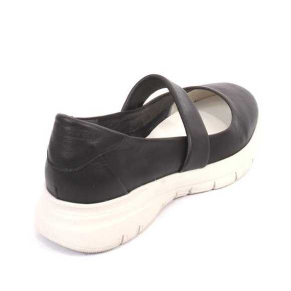 Frau 43k Black Leather Comfortable Flats Shoes - Picture 4 of 8